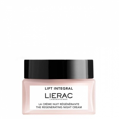 Frasco creme de noite regenerador Lierac rosa claro e preta