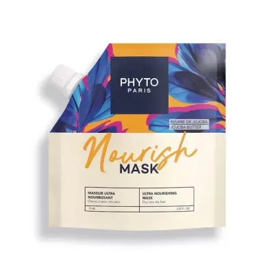 Embalagem de máscara capilar Nourish Mask da PHYTO PARIS colorida