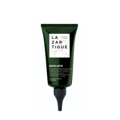 Tubo verde escuro de creme exfoliante LAZARTIGUE com tampa preta