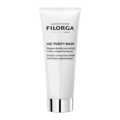 Frasco branco com tampa prateada de máscara facial FILORGA Age-Purify Mask