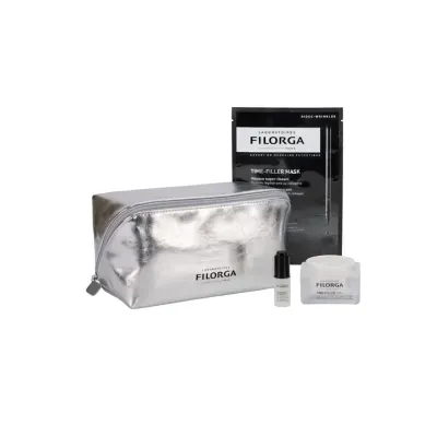Kit de cuidados de pele FILORGA com necessaire prateada e produtos