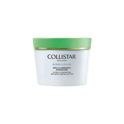 Frasco de creme Collistar Burro Sublime com tampa verde e texto em branco e preto