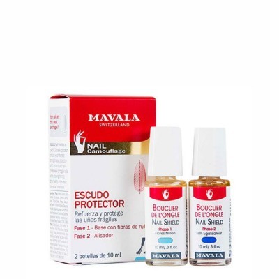 Conjunto de proteção para unhas frágeis MAVALA com 2 frascos e embalagem