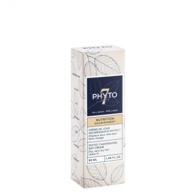 Embalagem de creme de dia Phyto 7 Nourishing com design de folhas azul e bege