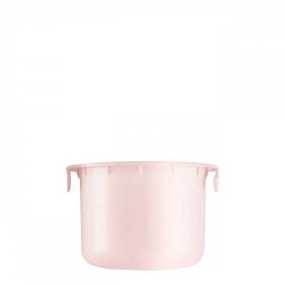 recipiente plástico rosa claro com alças laterais