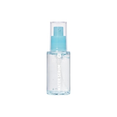 Frasco de sérum facial transparente com doseador azul claro