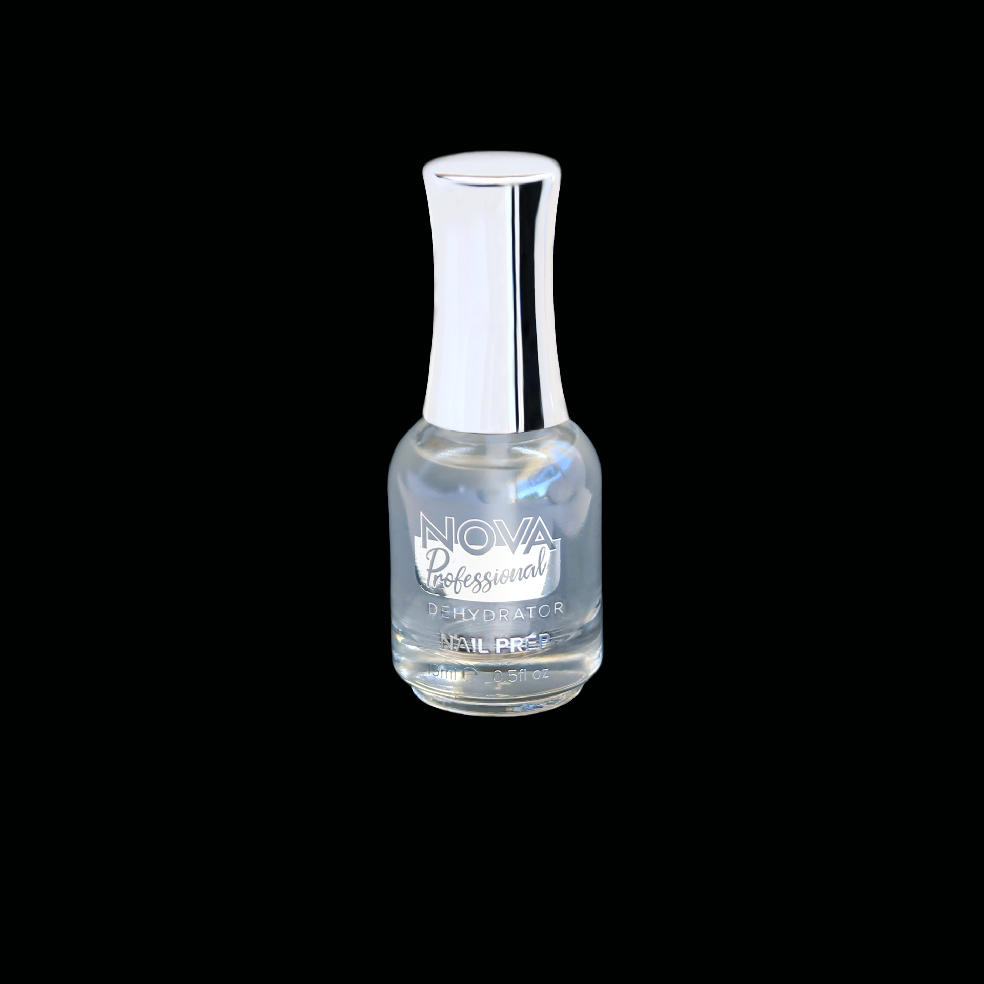 NAIL PREP Frasco de líquido transparente NOVA Professional para unhas com tampa prateada