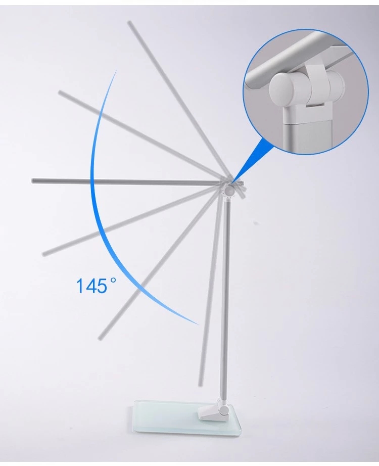 CANDEEIRO LED - DESIGN MODERNO Candeeiro de secretária branco com braço ajustável e base retangular