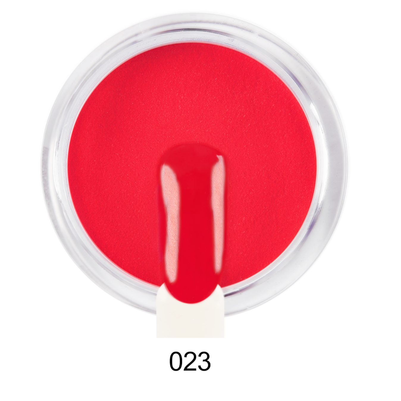 Pó de Imersão 023 Verniz para unhas vermelho vivo em recipiente redondo