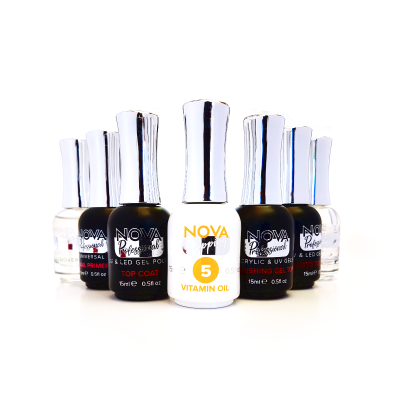 Conjunto de vernizes NOVA com tampas prateadas