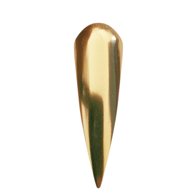 Unha artificial dourada pontiaguda com acabamento brilhante