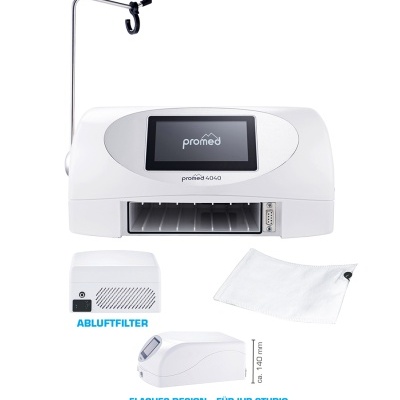 Dispositivo proméd 4040 branco com ecrã digital, filtro ABLUFTFILTER e saco branco