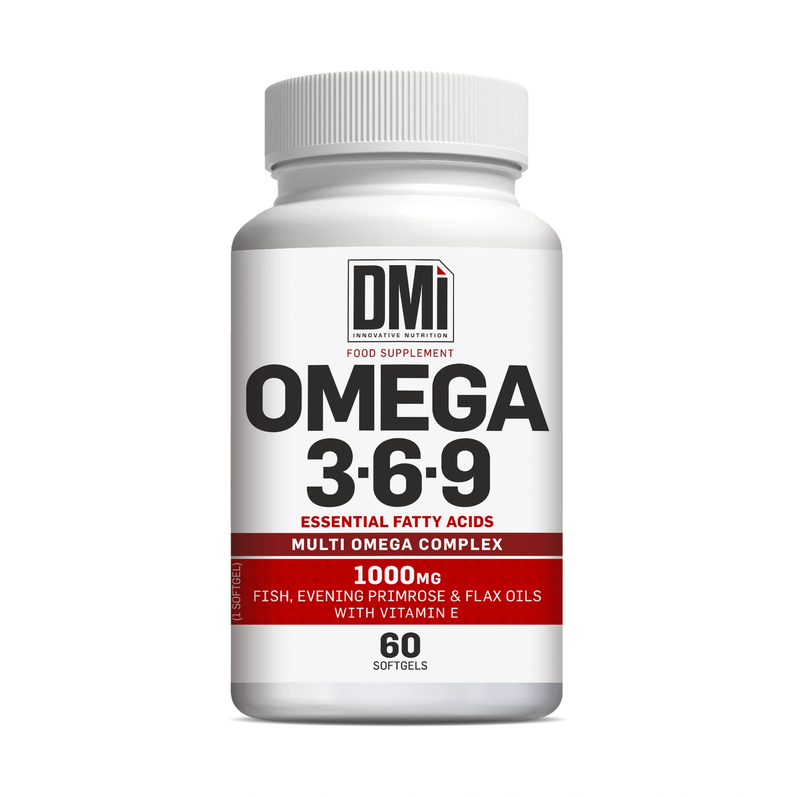 OMEGA 3-6-9 DMI — 60 Pérolas Frasco branco de suplemento Omega 3 6 9
