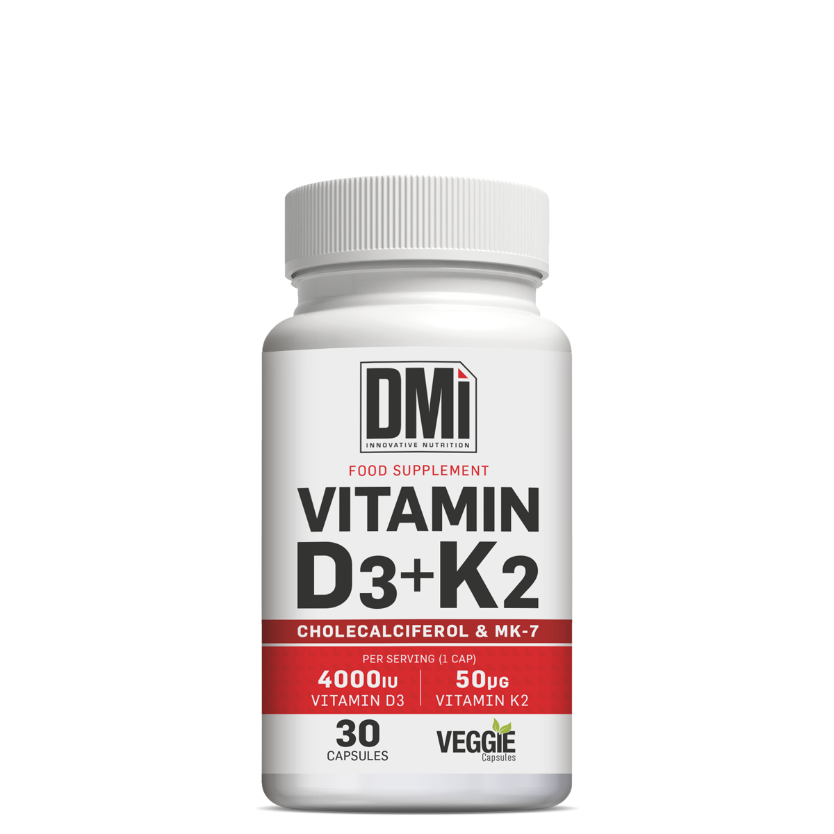 Frasco de suplemento alimentar com vitamina D3 e K2