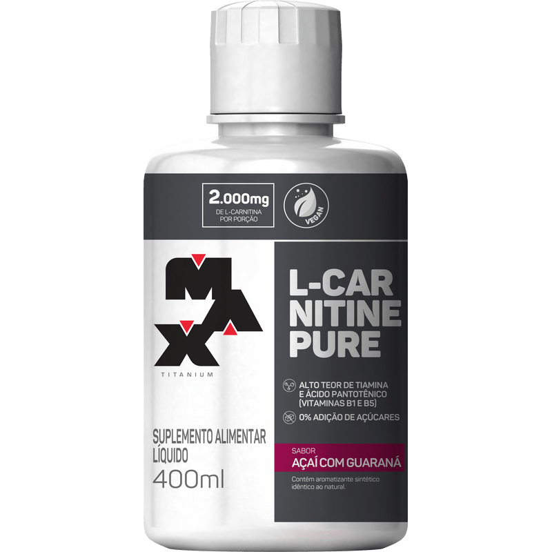 frasco branco de suplemento líquido 400ml com rótulo preto e texto em destaque