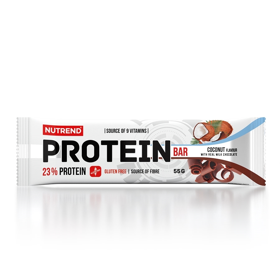 Barra de proteína sabor coco NUTREND PROTEIN BAR com embalagem branca