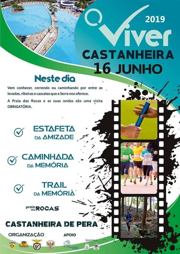 Cartaz promocional de atividade desportiva em Castanheira de Pera com data e descrição das provas