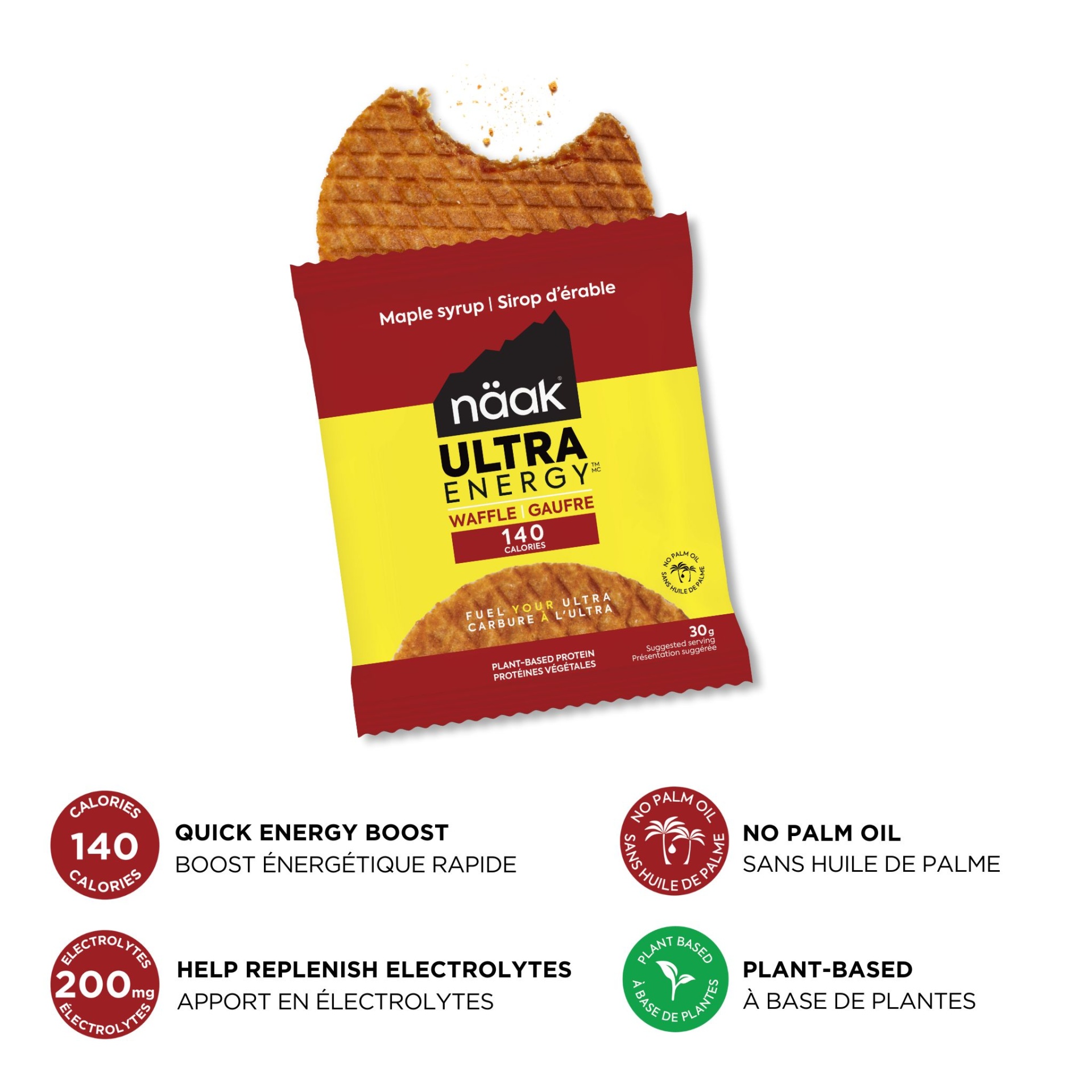 Snack Wäffle Näak Ultra Energy sabor xarope de ácer