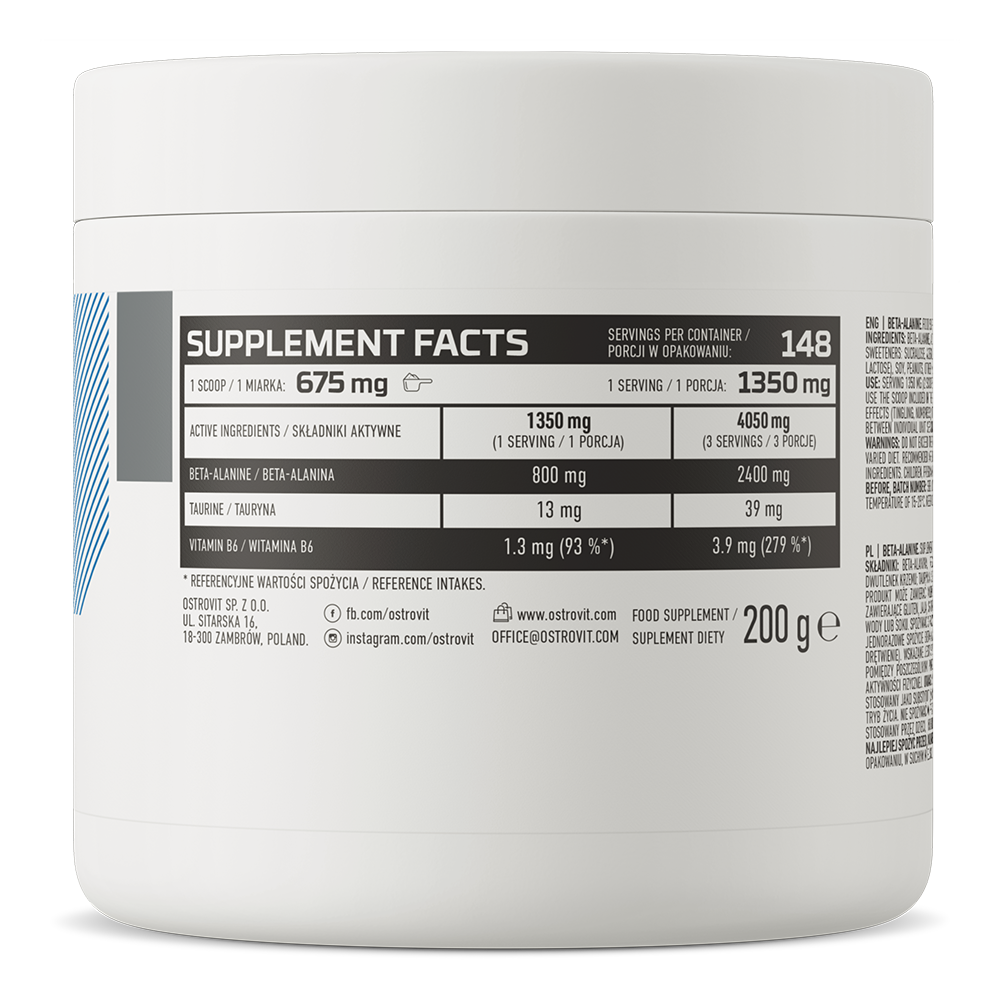 frasco branco de suplemento com informações nutricionais e ingredientes