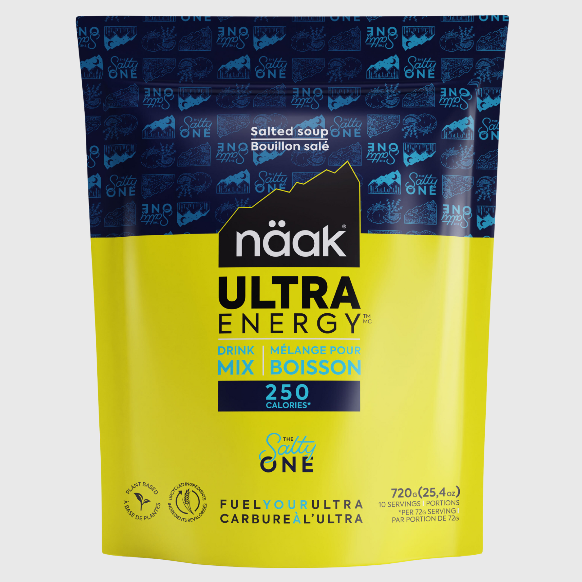 Pacote näak Ultra Energy sabor Salted Soup amarelo e azul