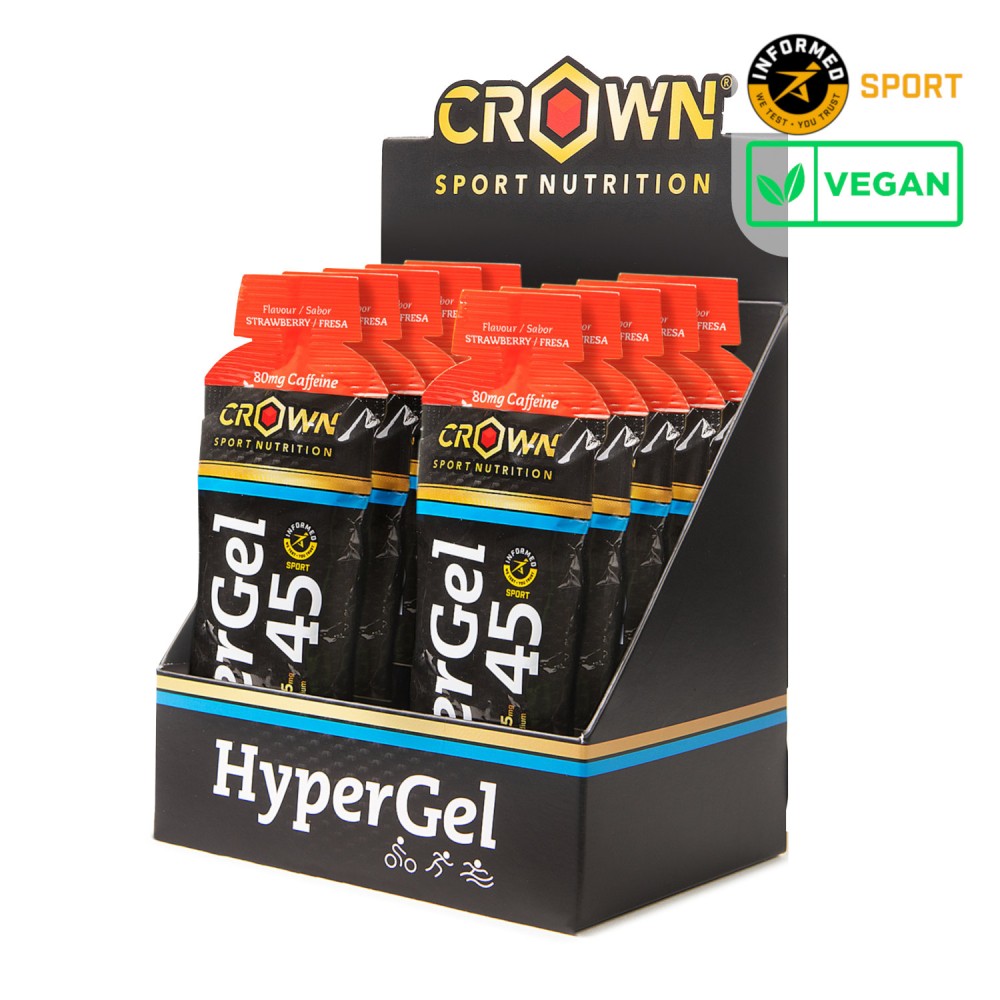 Caixa com sachês HyperGel 45 da Crown Sport Nutrition