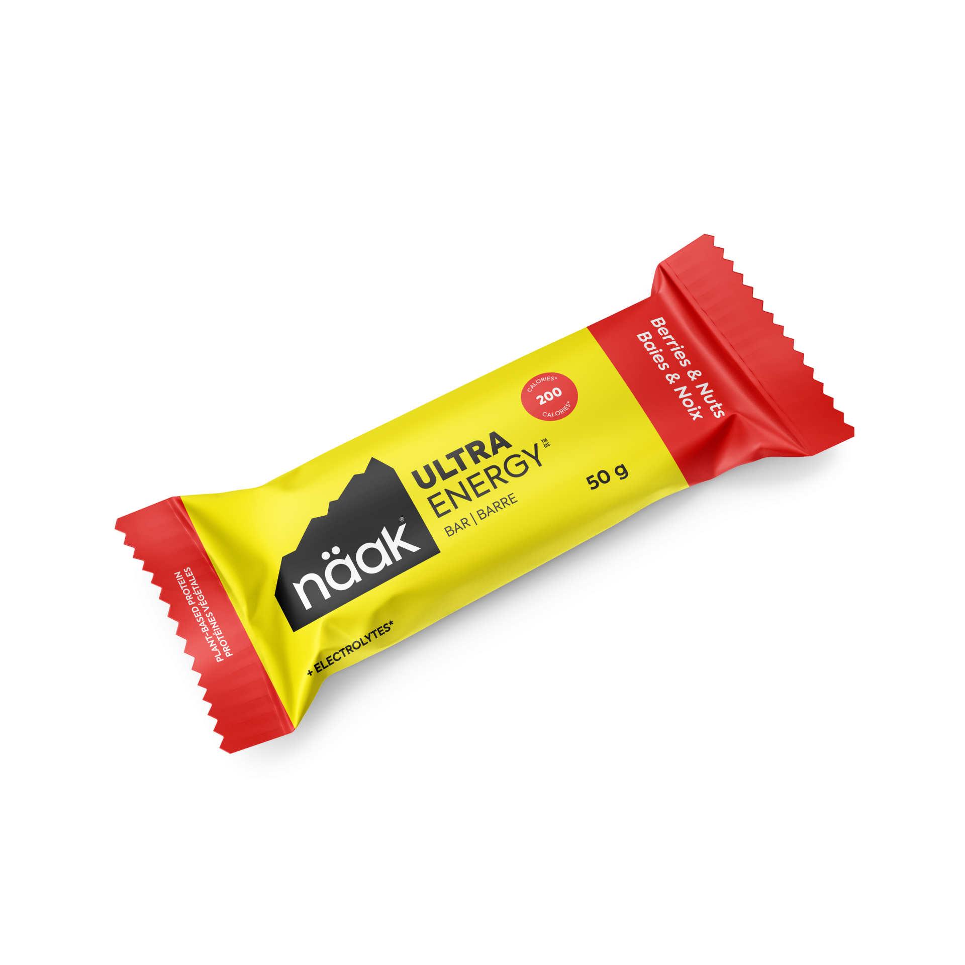 Barra energética näak Ultra Energy embalagem amarela e vermelha 50 g sabor Beterraba & Noz