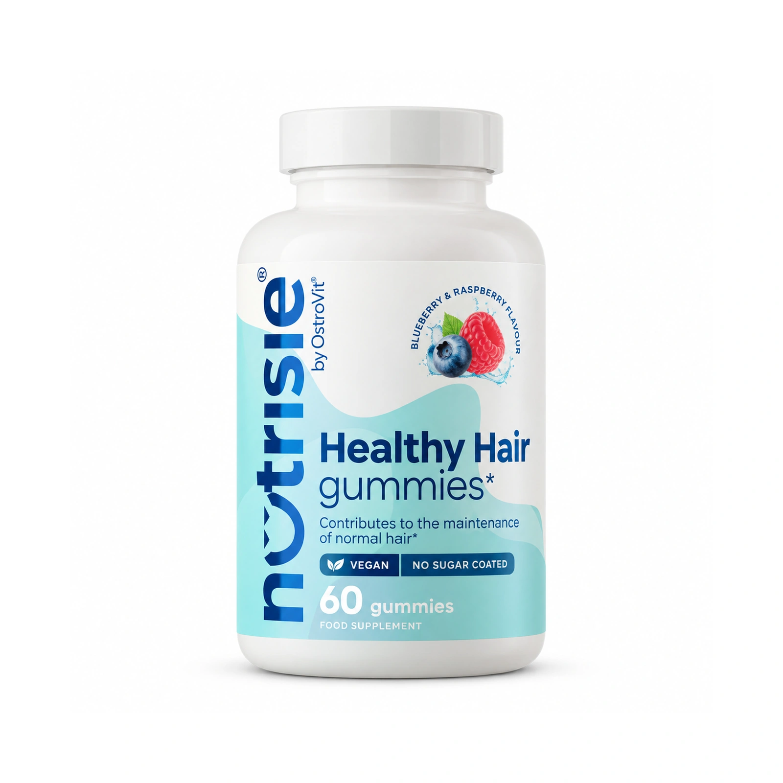 NUTRISIE® Healthy Hair OstroVit — 60 gomas Frasco de suplemento alimentar Nutrisie Healthy Hair gummies sabor mirtilo e framboesa