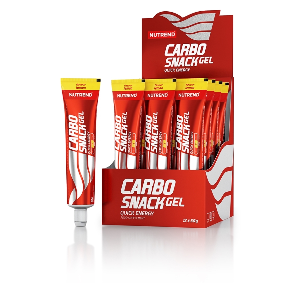 Gel energético Carbo Snack Gel em embalagem vermelha com 12 sachês
