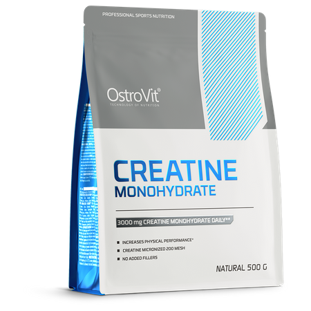 Saco OstroVit Creatine Monohydrate 500g para suplemento de creatina