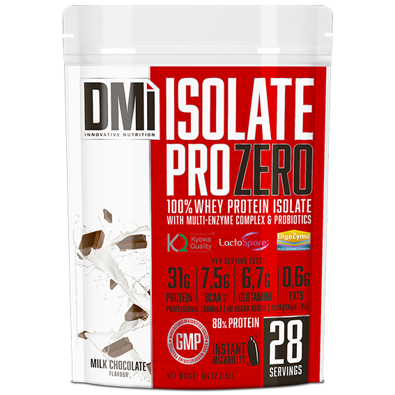 Saco de suplemento proteico DMI Isolate Pro Zero sabor leite com chocolate