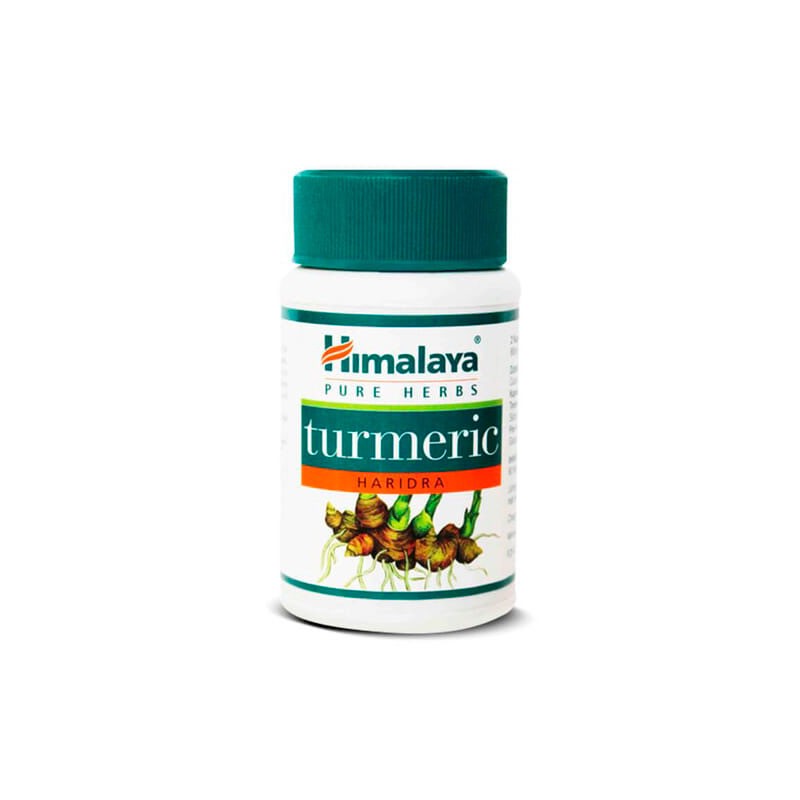 Frasco de suplemento Himalaya turmeric com tampa verde