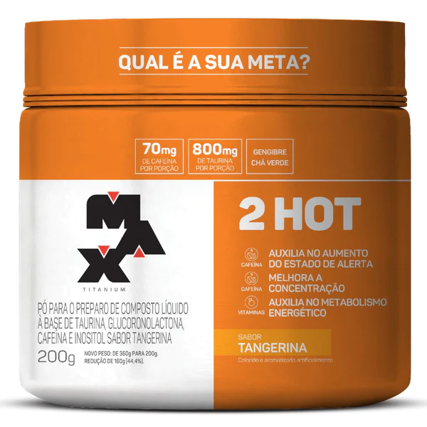 Embalagem laranja e branca do produto 2 HOT MA Titanium sabor tangerina