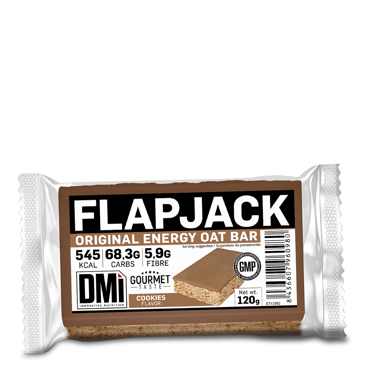 Barra energética Flapjack Original Energy Oat Bar com embalagem branca e etiqueta castanha e preta