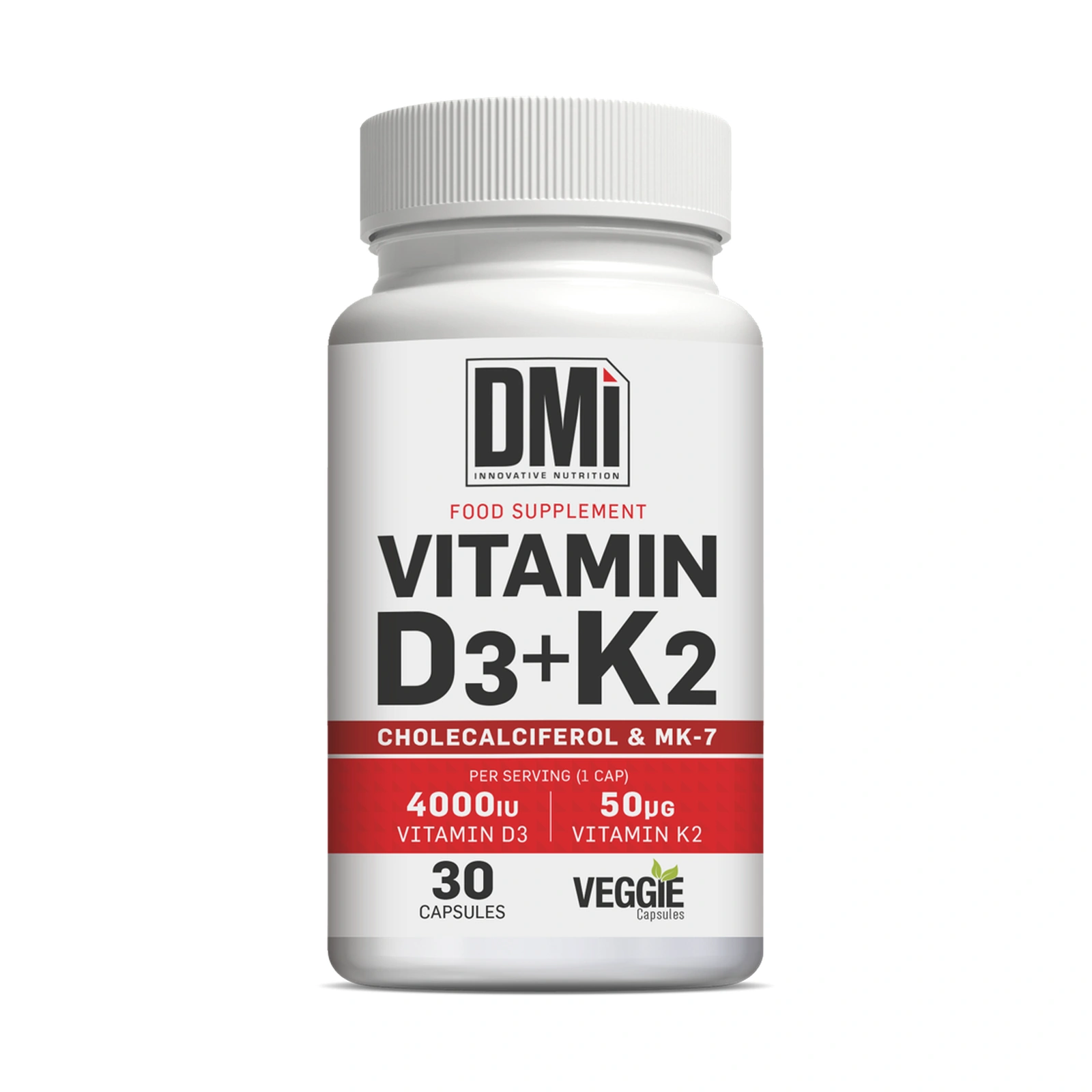 VITAMIN D3 + K2 DMI — 30 Cápsulas Frasco de suplemento alimentar DMi Vitamin D3+K2