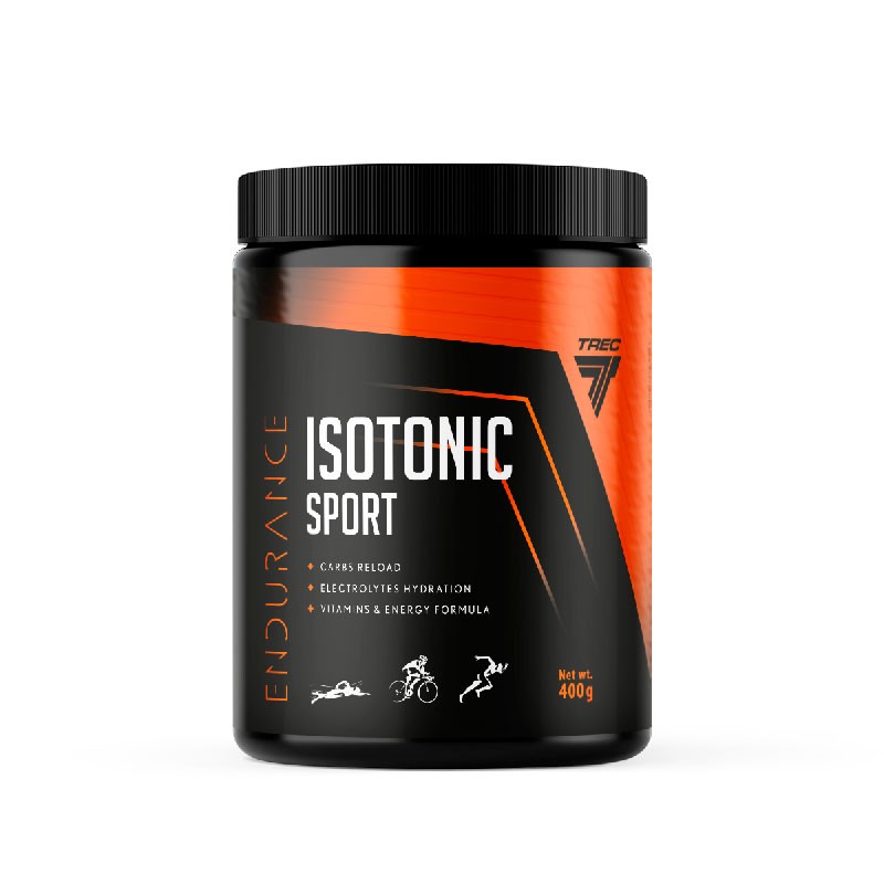 Pote preto e laranja do suplemento Isotonic Sport da marca Trec