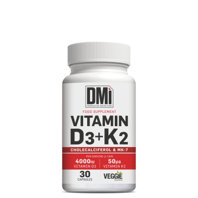 Frasco de suplemento alimentar com vitamina D3 e K2