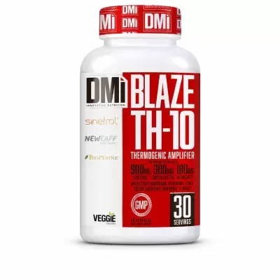 Suplemento alimentar DMi BLAZE TH-10 em frasco branco com tampa vermelha