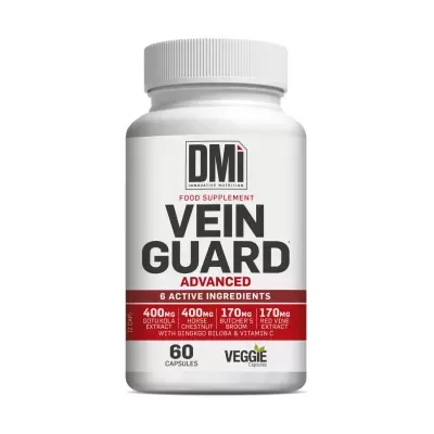 Frasco de suplemento alimentar VEIN GUARD ADVANCED com 60 cápsulas vegetais.