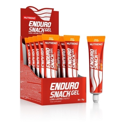 Pacotes vermelhos e brancos de gel energético ENDORU SNACK GEL NUTREND