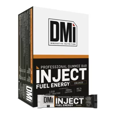 Embalagem de barra energética DMi INJECT Fuel Energy sabor laranja