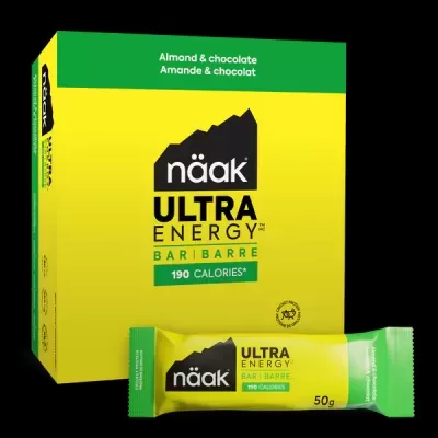 Caixa e barra energética näak Ultra Energy amarelo com verde