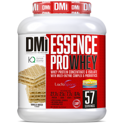 Recipiente de suplemento proteico DMI ESSENCE PRO WHEY sabor baunilha