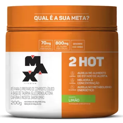 Embalagem laranja do suplemento em pó 2 HOT sabor limão da MAX Titanium