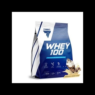 Embalagem de suplemento Whey Protein sabor chocolate e sésamo