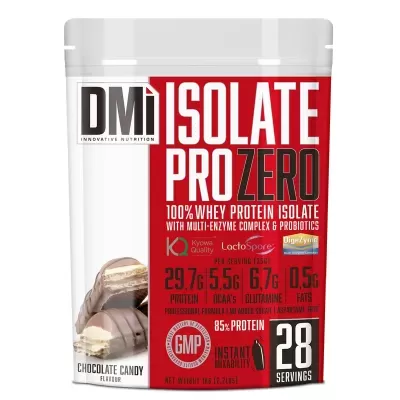 Embalagem de suplemento DM Isolate Pro Zero sabor Chocolate Candy