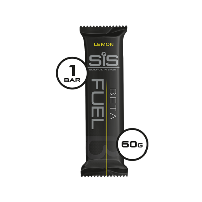Barra de combustível SiS Beta Fuel sabor LEMON, embalagem preta, 60g