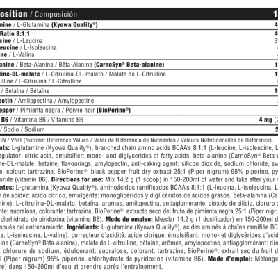 rótulo nutricional de suplemento alimentar com ingredientes e instruções de uso