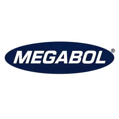 Logótipo da marca MEGABOL em azul e branco