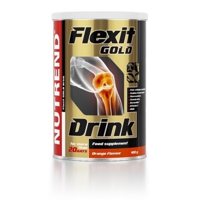 Lata de suplemento alimentar Flexit Gold Drink sabor laranja