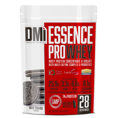 Embalagem de suplemento ESSENCE PRO WHEY sabor Dark Cookies